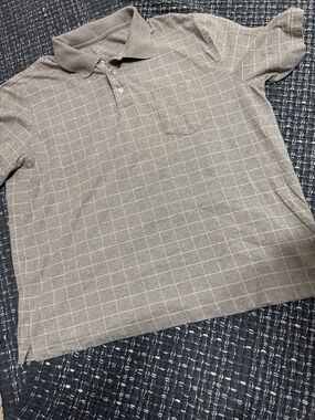 George Taupe Windowpane Polo Shirt